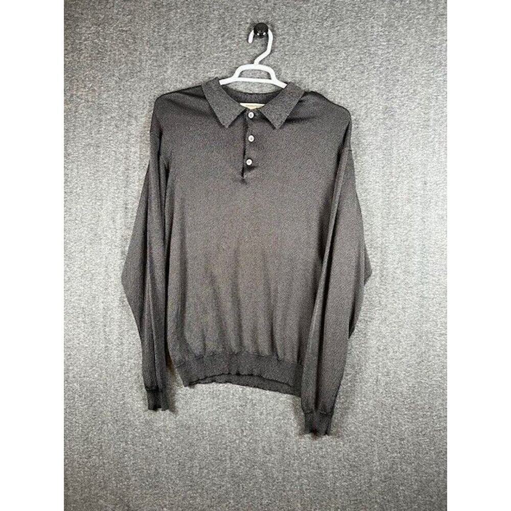 Pronto Uomo Men Black Long Sleeve Sweater 1/4 button Pullover Rayon Blend Size L - Picture 2 of 8